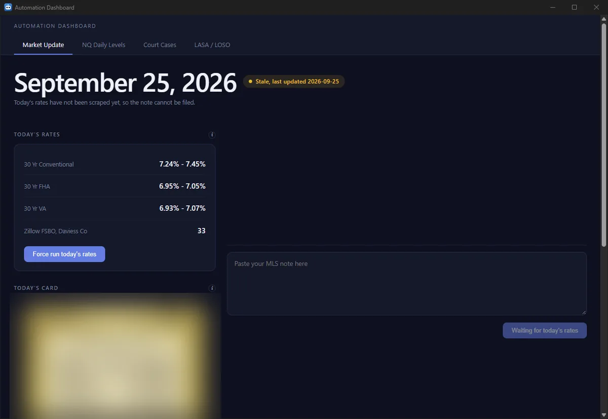 Automation dashboard desktop app