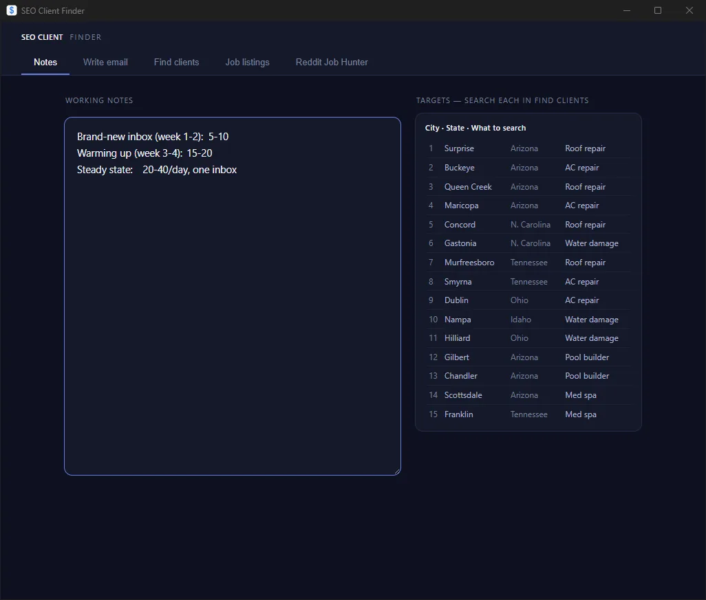 SEO Client Finder desktop app